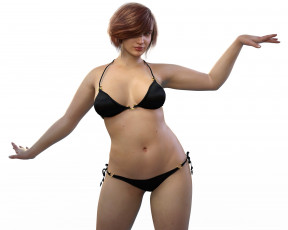 Картинка 3д+графика люди+ people девушка взгляд фон купальник