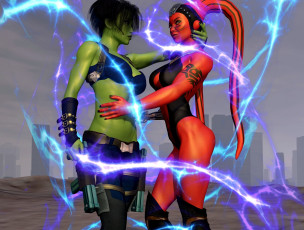 Картинка 3д+графика существа+ creatures фон взгляд халки оружие