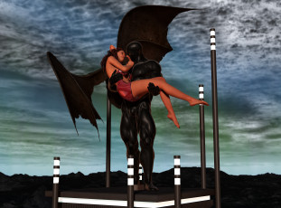 Картинка 3д+графика существа+ creatures эльфийка взгляд фон демон