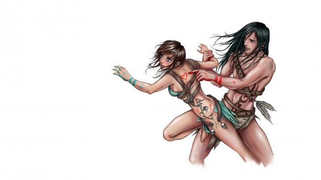 Обои картинки фото разное, арты, двое, девушка, парень