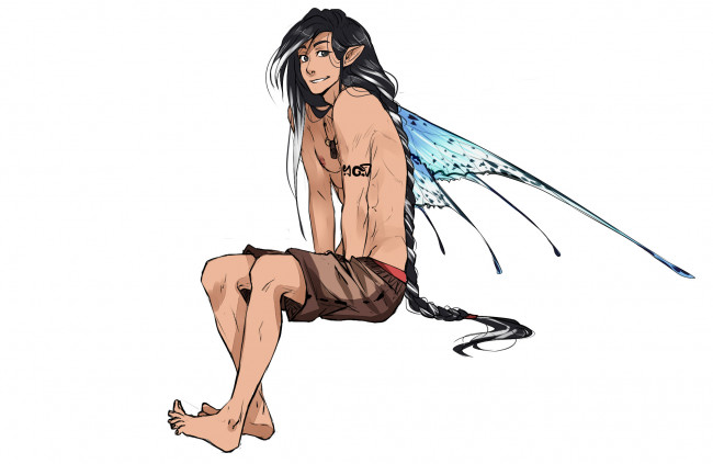 Обои картинки фото разное, арты, арт, фон, парень, фей, крылья