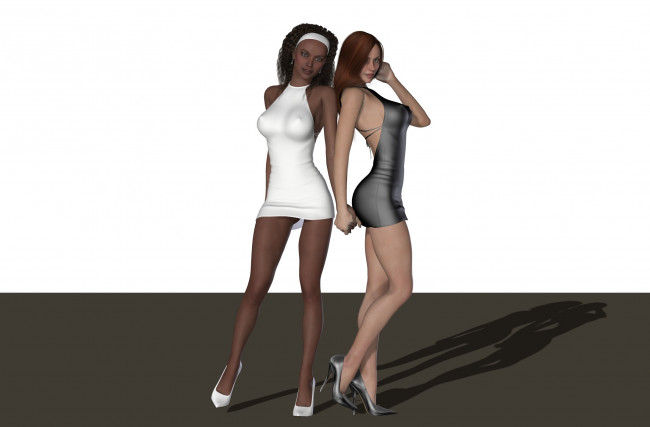 Обои картинки фото 3д графика, люди , people, фон, взгляд, девушки