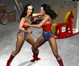 Картинка 3д+графика фантазия+ fantasy девушки драка фон взгляд