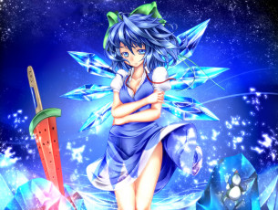 Картинка аниме touhou девушка фон взгляд