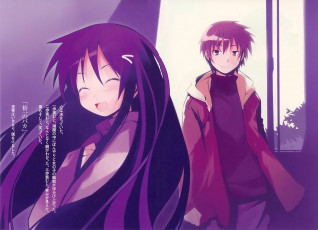 обоя аниме, hanbun no tsuki ga noboru sora, девушка, взгляд, фон