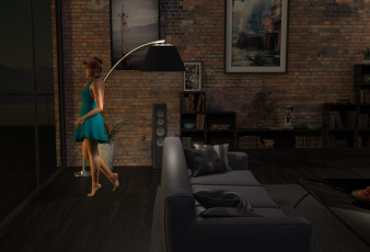 Картинка 3д+графика люди+ people девушка взгляд фон интерьер