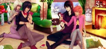 Картинка аниме unknown +другое радость настроение карты art парни namiyammi игра комната