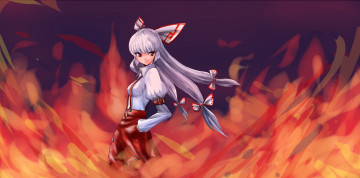 Картинка аниме touhou девушка взгляд фон