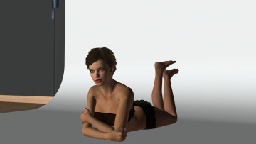 обоя 3д графика, люди , people, девушка, взгляд, фон