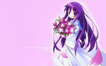 обоя аниме, hanbun no tsuki ga noboru sora, фон, взгляд, девушка