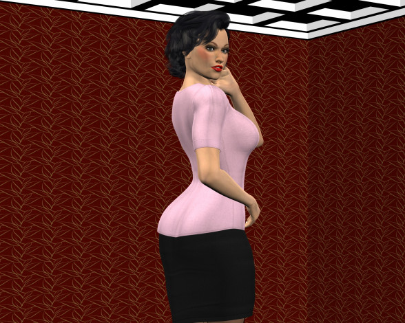 Обои картинки фото 3д графика, люди , people, взгляд, девушка, фон