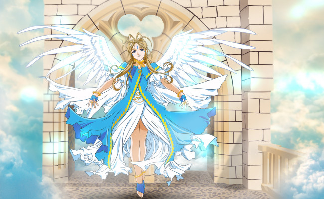 Обои картинки фото аниме, ah,  my goddess, девушка, взгляд, фон