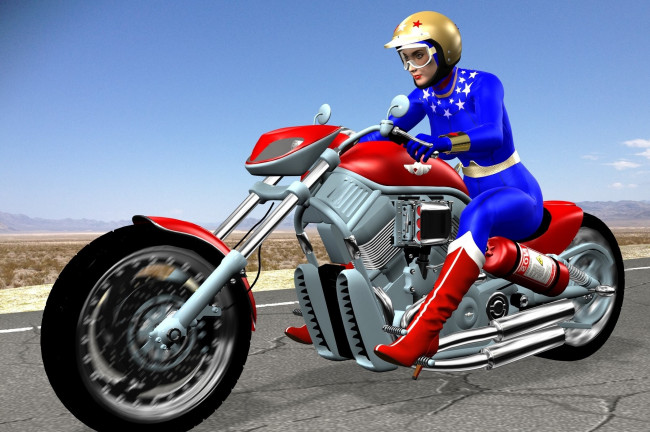 Обои картинки фото 3д графика, люди-авто, мото , people- car ,  moto, мотоцикл, фон, взгляд, девушка