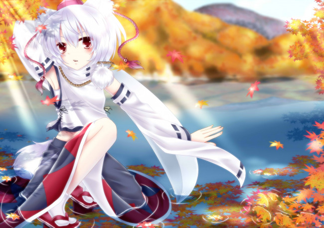 Обои картинки фото аниме, touhou, девушка, взгляд, фон