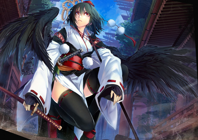 Обои картинки фото аниме, touhou, фон, взгляд, девушка