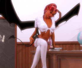 Картинка 3д+графика существа+ creatures взгляд девушка демон фон