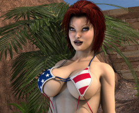 Картинка 3д+графика люди+ people купальник взгляд фон девушка