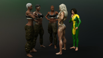 Картинка 3д+графика люди+ people девушки взгляд фон