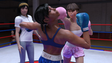 Картинка 3д+графика спорт+ sport девушки взгляд фон ринг бокс