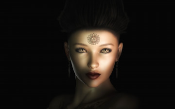 Картинка 3д+графика портрет+ portraits фон взгляд девушка