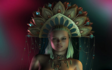 Картинка 3д+графика портрет+ portraits фон взгляд девушка