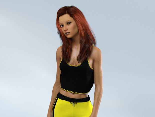 Обои картинки фото 3д графика, люди , people, девушка, взгляд, фон