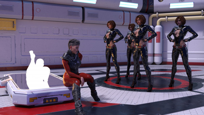 Обои картинки фото 3д графика, фантазия , fantasy, фон, взгляд, девушки