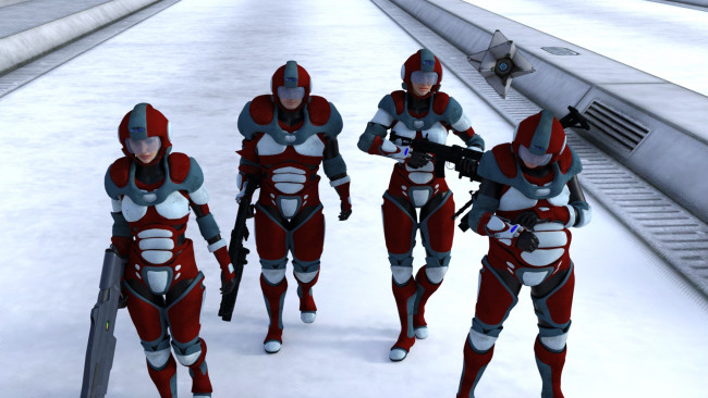 Обои картинки фото 3д графика, фантазия , fantasy, фон, взгляд, девушки, оружие