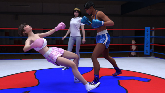 Обои картинки фото 3д графика, спорт , sport, девушки, взгляд, фон, ринг, бокс