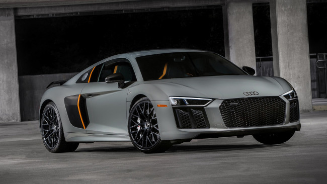 Обои картинки фото audi r8 v10 plus exclusive edition 2017, автомобили, audi, серый, edition, 2017, exclusive, plus, r8, v10