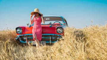 Картинка автомобили -авто+с+девушками chevrolet bel air