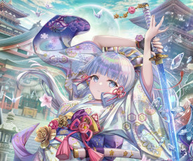 обоя аниме, genshin impact, девушка