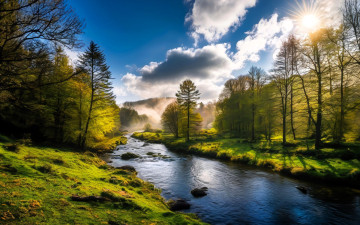 обоя природа, реки, озера, лес, поляны, деревья, река, облака