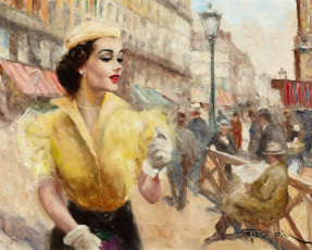 обоя pal, fried, рисованные, девушка, город