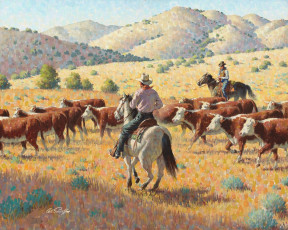 Картинка arthur saron sarnoff рисованные ковбои пастухи коровы стадо