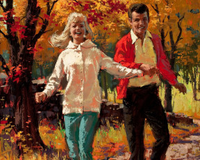 Картинка arthur saron sarnoff рисованные мужчина осень настроение женщина