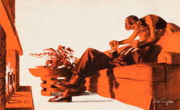 Картинка arthur saron sarnoff рисованные камин мужчина женщина ситуация