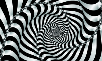 Картинка 3д графика fractal фракталы чёрно линии спираль белое