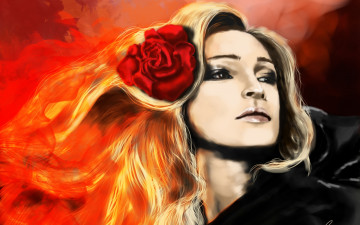 Картинка рисованные люди цветок волосы