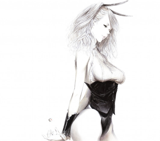 Обои картинки фото by, sawasawa, аниме, *unknown, другое, кубик, костюм, зайка, девушка