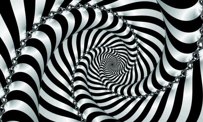 Обои картинки фото 3д, графика, fractal, фракталы, чёрно, линии, спираль, белое