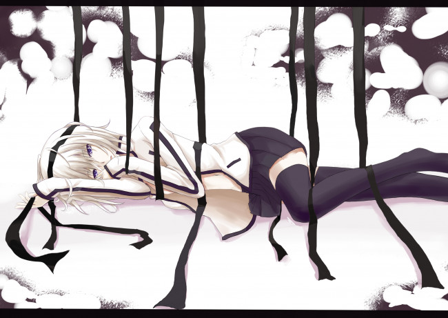 Обои картинки фото by, kauto, аниме, *unknown, другое, ленты, девушка