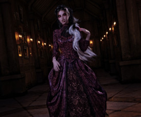 Картинка 3д+графика существа+ creatures взгляд девушка вампир фон