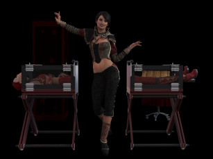 обоя 3д графика, люди , people, девушки, фокус, сцена, фон, взгляд