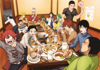 Картинка аниме yowamushi+pedal фон парни группа