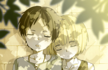 Картинка аниме shingeki+no+kyojin армин атака титанов фон арт эрен мальчики