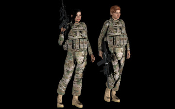 Картинка 3д+графика армия+ military форма взгляд автомат фон девушки
