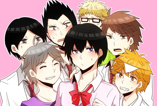 Обои картинки фото аниме, haikyuu, парени, арт, волейбол, команда