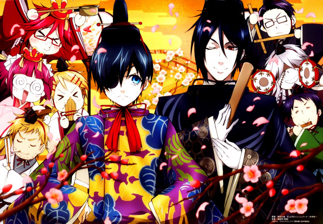 Обои картинки фото аниме, kuroshitsuji, тёмный, дворецкий