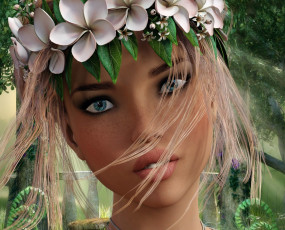 Картинка 3д+графика портрет+ portraits девушка взгляд фон